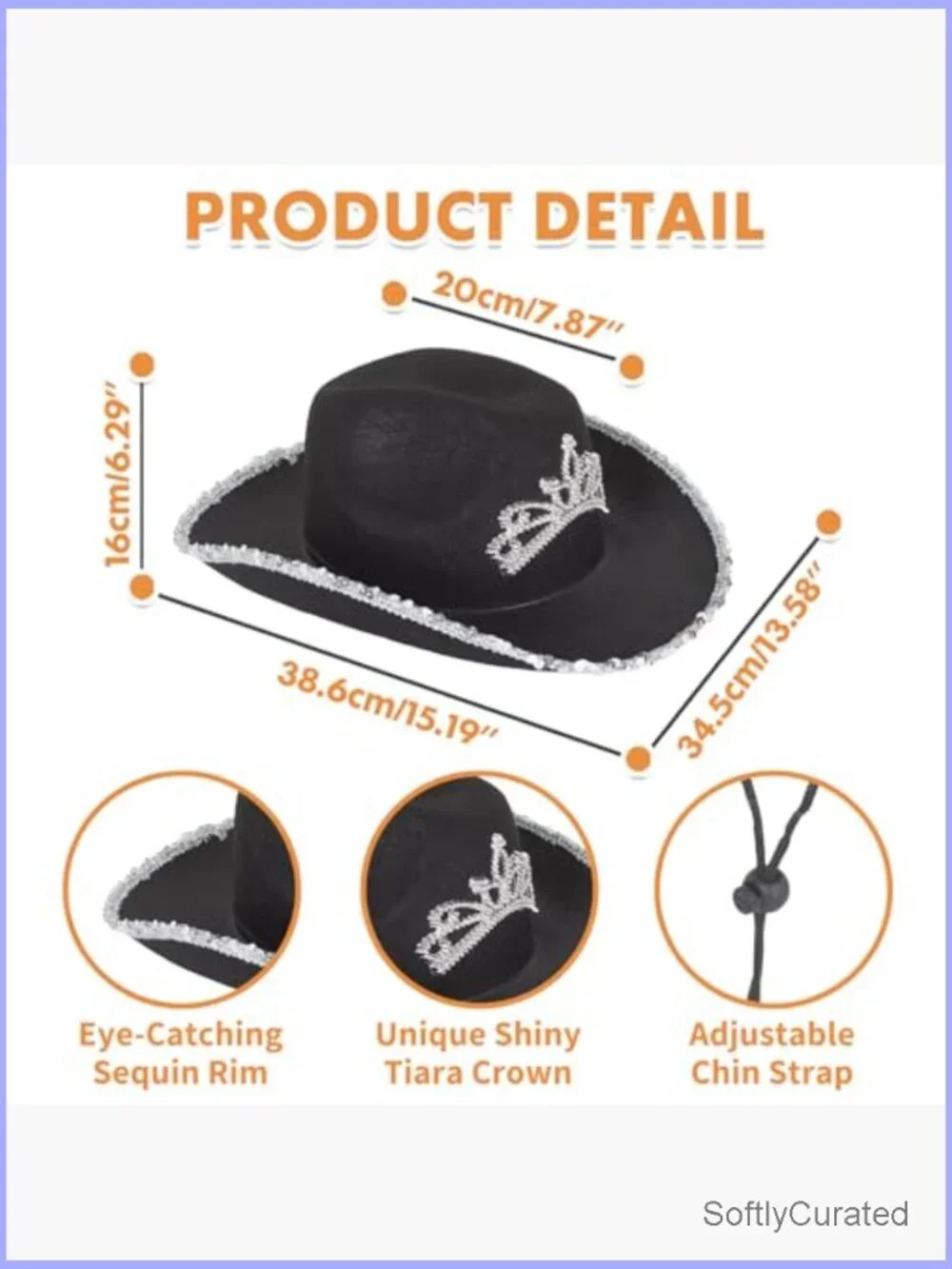Preppy Sparkly Cowboy Hat Cowgirl Hat with Tiara Crown Sequins